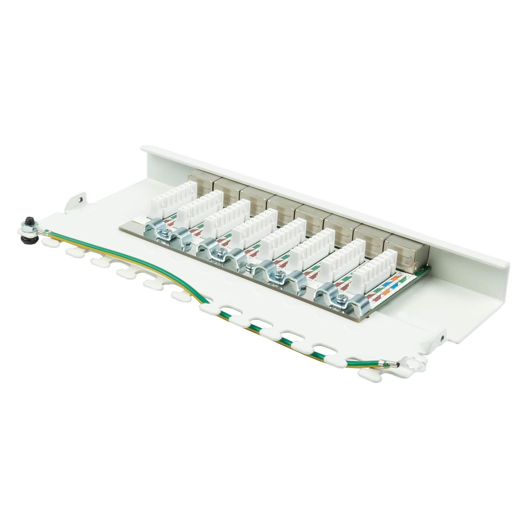 Good Connections Patchpanel Desktop Cat. 6A, 8-Port, 0,5 HE, STP geschirmt, werkzeugloses Öffnen, Reinweiss (RAL9010) (GC-N0119)