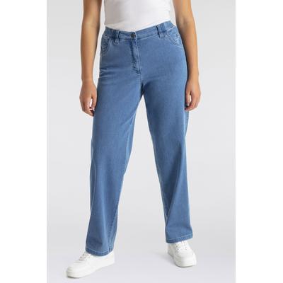 Stretch-Hose KJBRAND "Babsie", Damen, Gr. 44, N-Gr, blau (denim bleached), Denim/Jeans, Obermaterial: 71% Baumwolle, 25% Polyester, 4% Elasthan, bequem lang, Hosen
