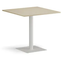 Couchtisch ENZO, 80x80 cm, weißes Fußgestell, Birke