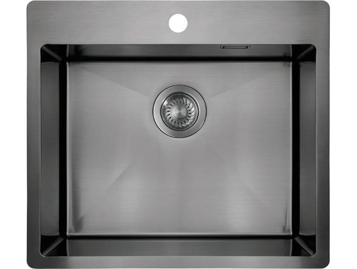 Deante Edelstahlspüle Einbauspülbecken Titanfarben eckig 55 cm Edelstahl mit Siphon, 50.5/55 cm, (Komplett-Set)
