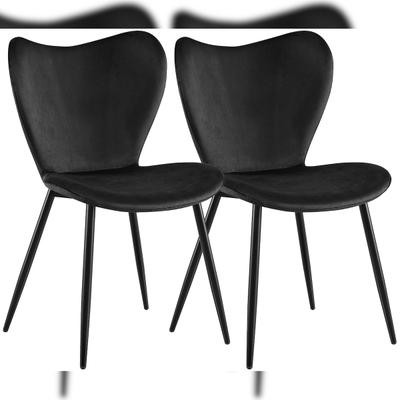 CLP 2er Set Esszimmerstühle Maika Samt HBT: 80x50x58 cm schwarz Samt