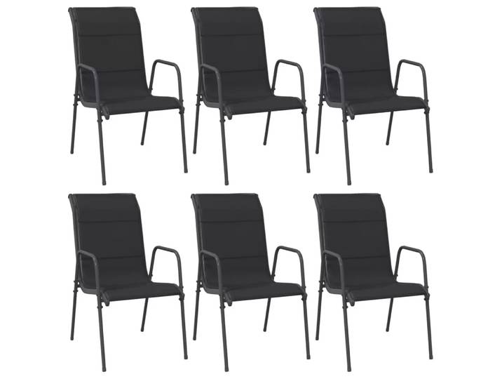 VidaXL - Gartenstuhl stahl, One Size, Schwarz