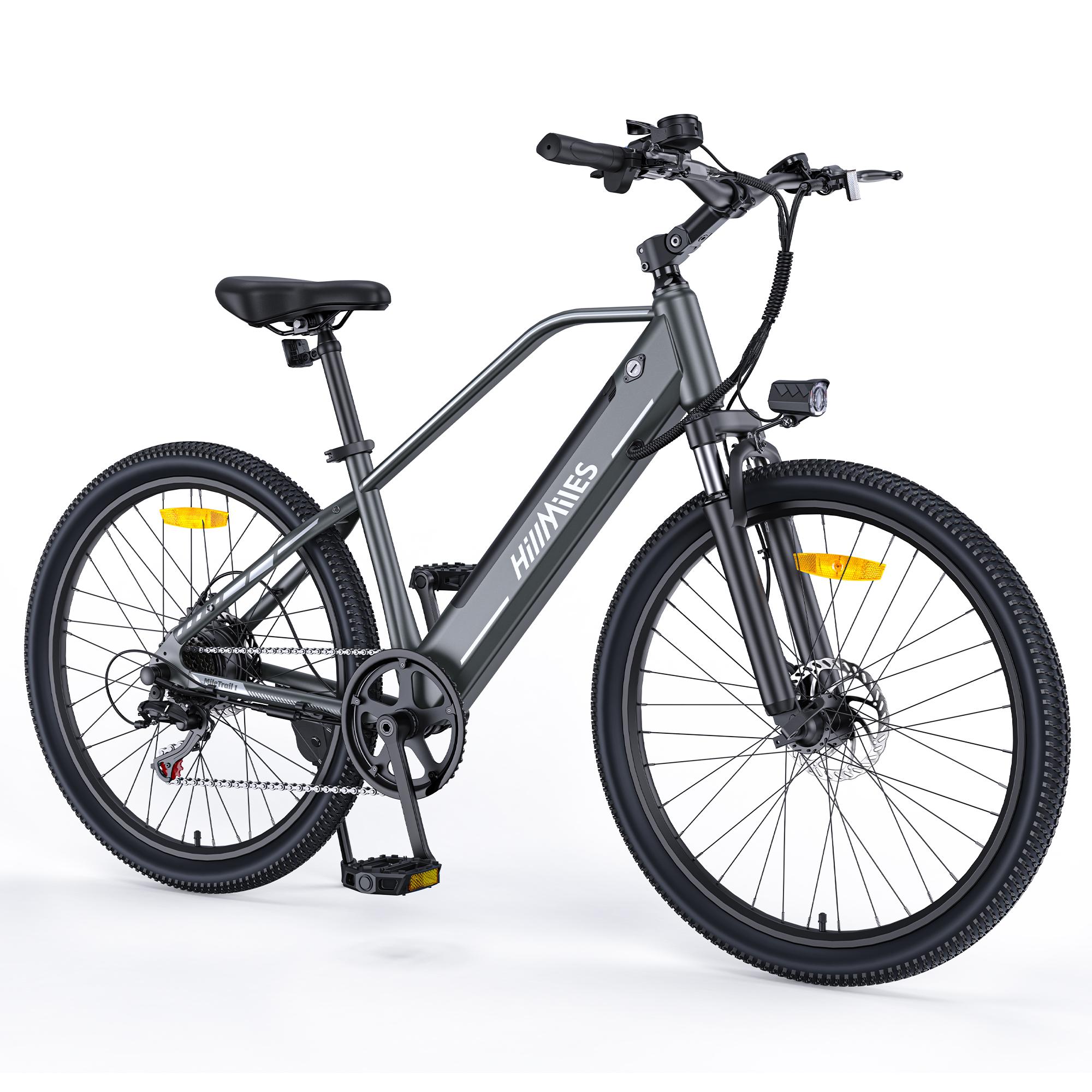 HillMiles E Bike, Trekking e-bike mit Drehmomentsensor und hydraulischen Bremsen, 36V 13AH herausnehmbare Akku bis 100KM, 25 km/h, Mile Trail