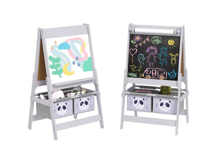 ComfortXL Maltafel De-18210 3-in-1 mit Papierrolle, 2 Körbe Grau, 46.5x93x54 cm, Dekoration, Malbedarf & Bastelbedarf