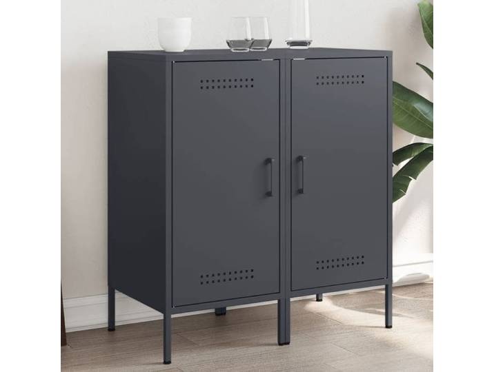 Buffets 2 pcs-Meuble de rangement anthracite 36x39x79 cm acier
