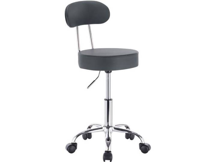 WOLTU Tabouret de bar pivotant tabouret de travail à roulettes dossier et hauteur réglable en similicuir Gris
