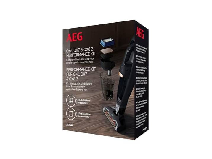 AEG Filterset, Doppelpack, 1 Vormotorfilter, 1 Hygienefilter, Staubsauger Filter, waschbar, regelmäßiger Filtertausch, verbesserte Saugleistung, passgenau, für QX6, QX7, QX8-2, blau, grau, ASKW1