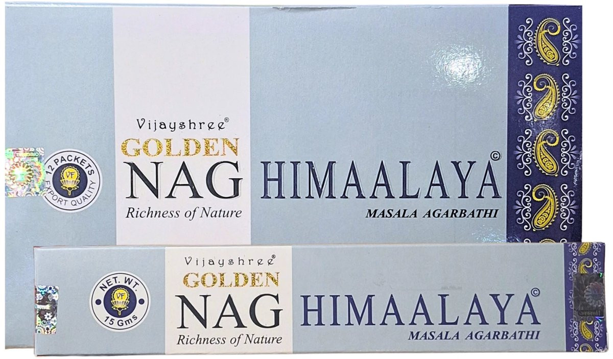 Golden Nag Himaalaya wierook 15 gram - Doos van 12 stuks