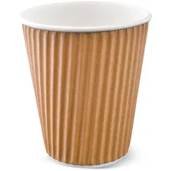 Paperlynen Riffelbecher aus Karton + PE “BROWN” - Typ: Becher - Kapazität: 360 ml (12 oz) -  1000 Stück