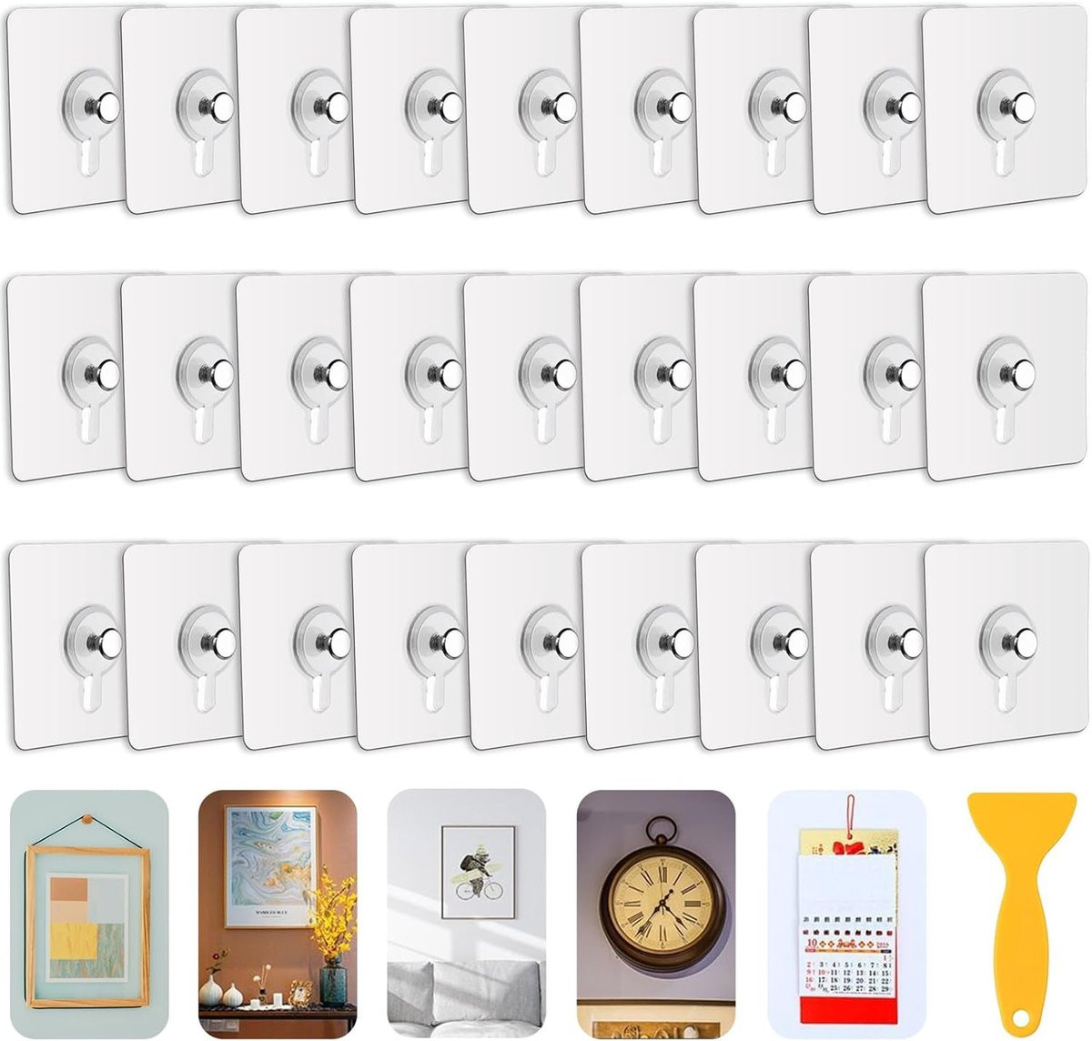 30 stuks Zelfklevende Fotohangers Transparant - Lijm Haken voor Decoratie zonder Boren