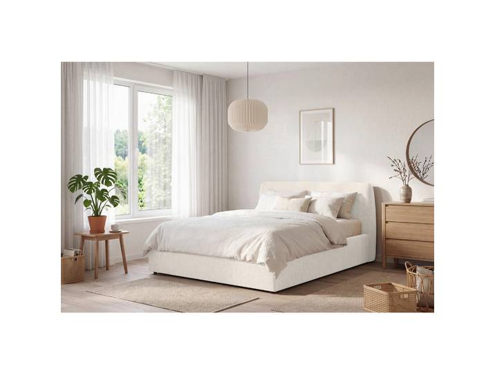 Livetastic Polsterbett, Creme, Kunststoff, Pappel,Pappel, Sperrholz, 140x200 cm, gepolstertes Kopfteil, in verschiedenen Größen erhältlich, Schlafzimmer, Betten, Holzbetten