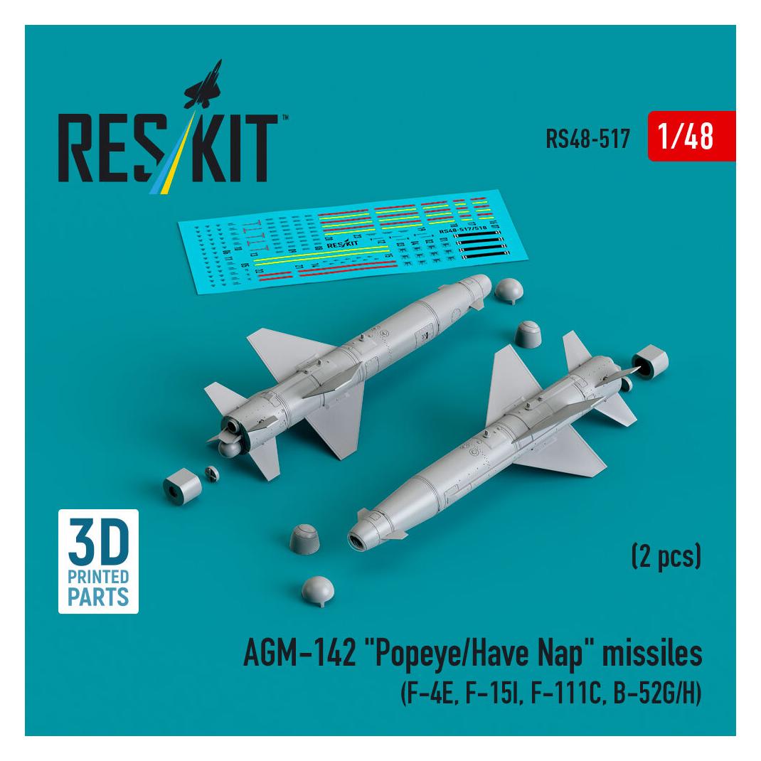 ResKit AGM-142 Popeye/Have Nap missiles (2 pcs) (F-4E, F-15I, F-111C, B-52G/H) (3D Printed) (RS48-0517)
