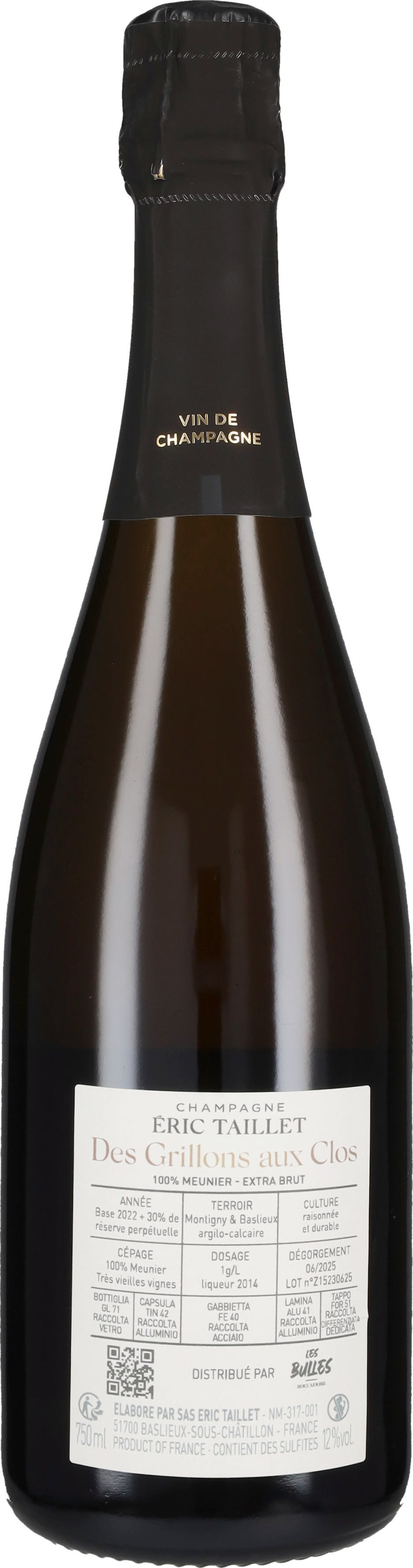 Champagne Extra Brut 'Des Grillons Aux Clos' Eric Taillet