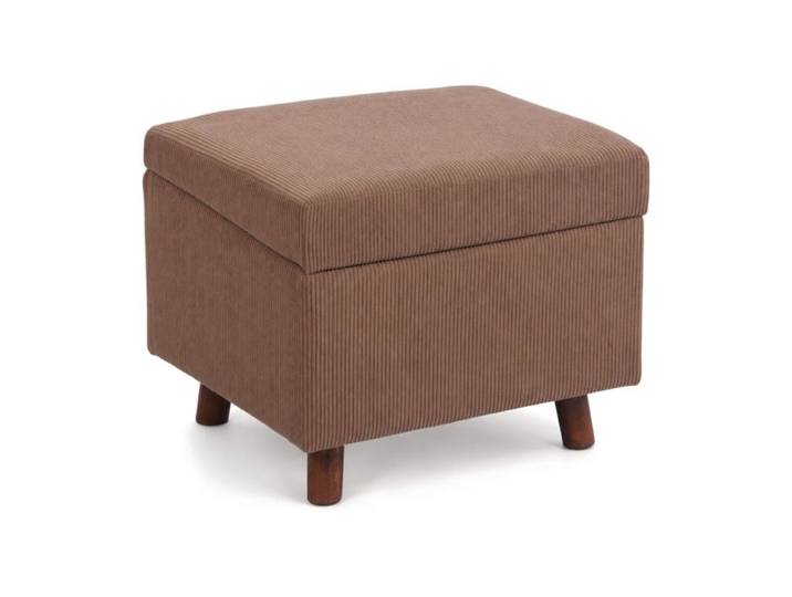 Relaxdays Tabouret velours côtelé avec rangement