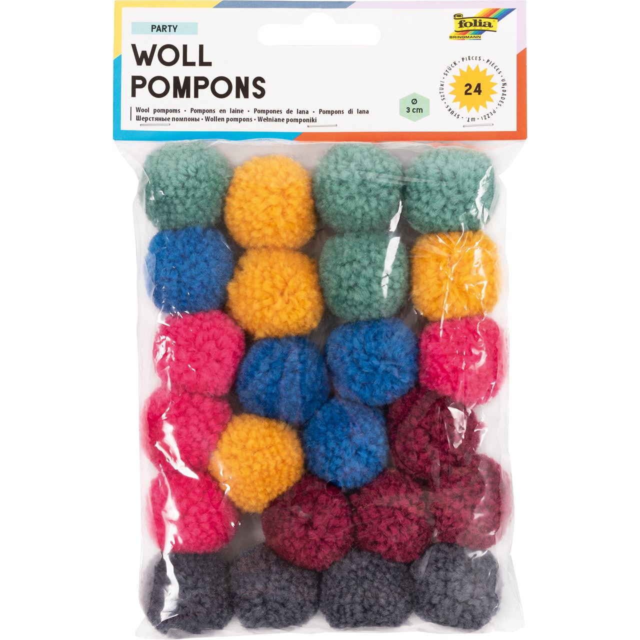 folia Pompons farbsortiert Party Ø 3,0 cm 24 St.