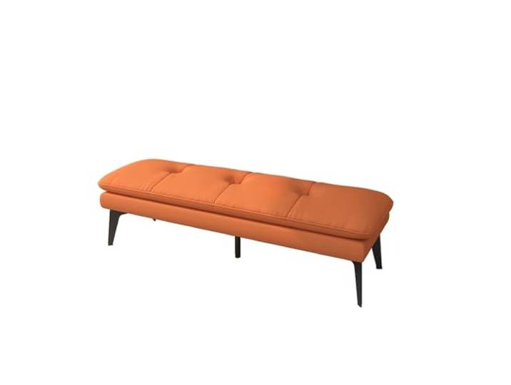 CHICKEN Tritthocker Gepolsterte Schlafzimmerbank, Leder-Fußhocker, Eingangsbank for Esszimmer, Wohnzimmer, Schlafzimmer, Ende des Bettes Schlafzimmerbank(Orange)