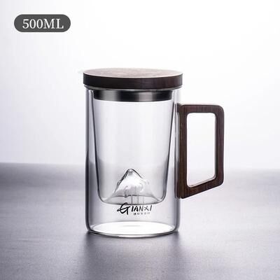 Uplifted Finds High Borosilicate Glass Tea Cup With Filter And Handle For Loose Leaf And Flower Tea wooden Handle