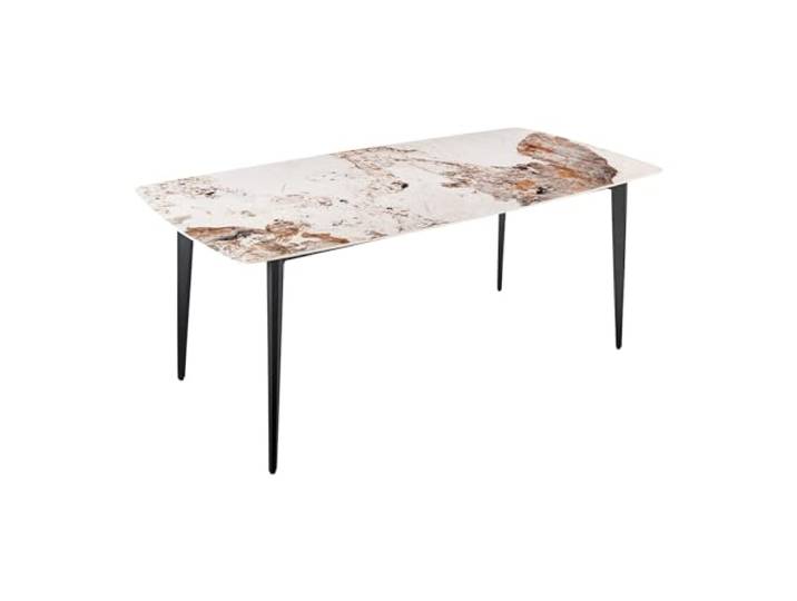 Esstisch MILANO 160cm - schwarz braun - Keramik - 60 kg Belastbarkeit 6 Sitzplätze, hochwertig, höhenverstellbare Füße, stabile Konstruktion, glamouröses Flair, eleganter Look, Metallgestell