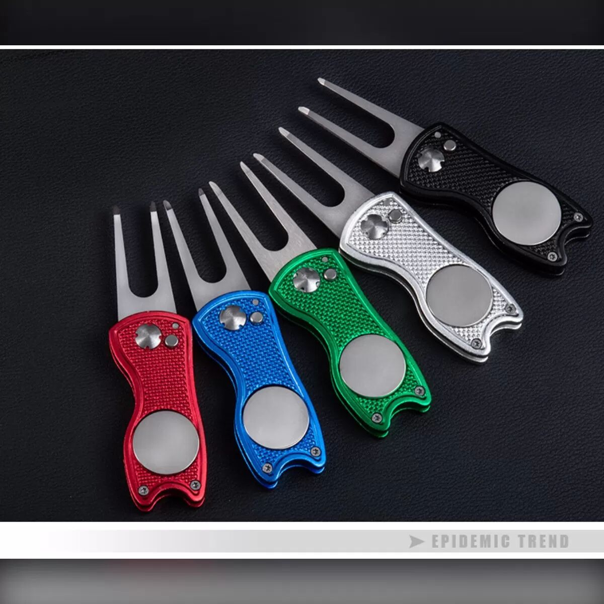 INF Klappbarer Golf Divot Repair Tool – Aluminium & Edelstahl Golf Green Gabel Silber