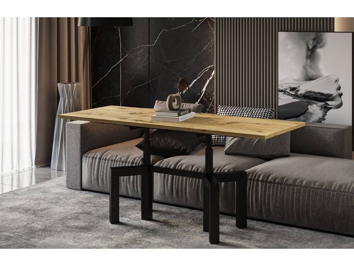 Endo-Moebel Couchtisch Oliana - ausziehbar 110-170cm und höhenverstellbar Doppellift Metall, Couch- & Esstisch, Funktionstisch, modern Design, umwandelbar