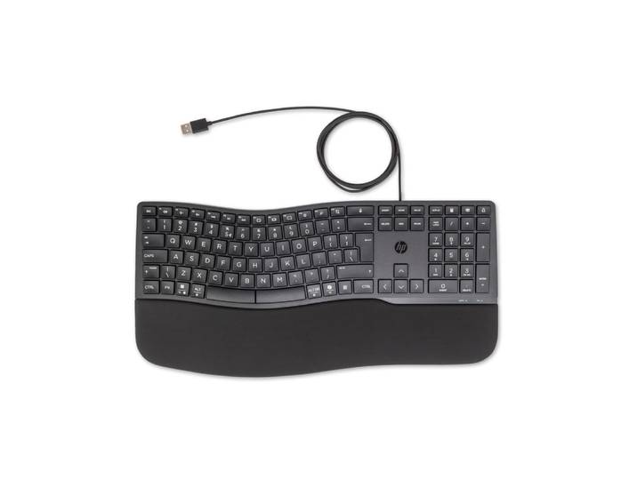 HP Clavier filaire 480 Comfort, Taille réelle (100 %), Avec fil, USB, QWERTY, Noir 8T6M1AA#ABB