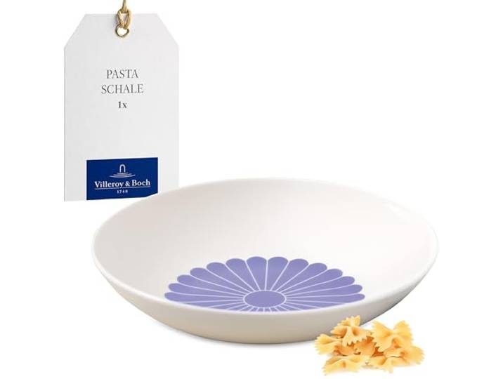 Villeroy & Boch - Fleur Bleu Pastaschale Blau, Spülmaschinenfest Mikrowellensicher, Schale für Pasta, Nudeln, Bowls und Salate, Tiefer Pastateller, Essteller, Premium Porzellan