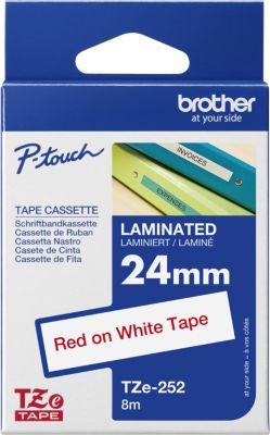Brother Schriftbandkassette TZe-252, 24 mm, weiß/rot