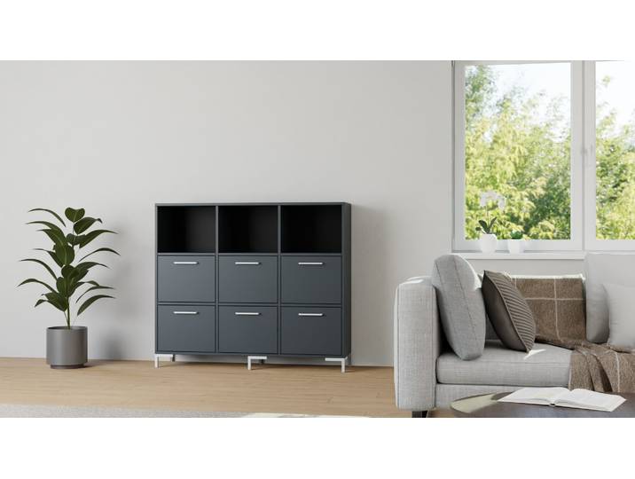 Elegantes Sideboard von Pickawood MDF Lackiert Anthrazit­grau RAL&nbsp;7016
