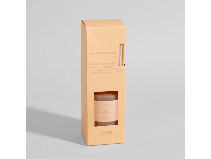 200-ml-Glasdiffusor mit Duftstäbchen, Duftrichtung „Orangenblüte“.