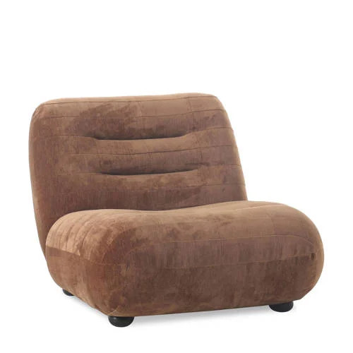 Dutchbone Wyatt Fauteuil Velours Cognac Bruin