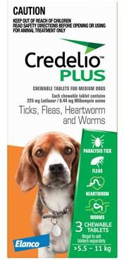 Credelio Plus For Medium Dog 5.5-11kg Orange 6 Chews