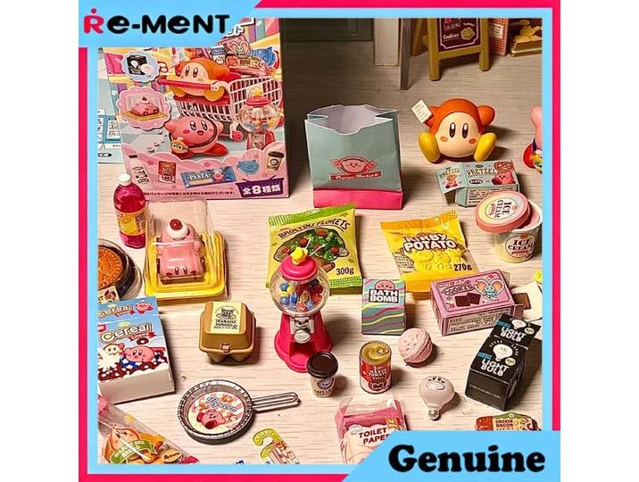 Rement Kawaii Kirby Market Mini Diorama Supermarket Collection Figure Genuine Blind Box Desktop Display Model Gift