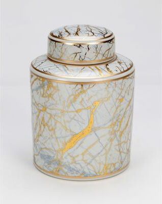 Orchard Creek Designs 8'' Porcelain Jar, White/Gold