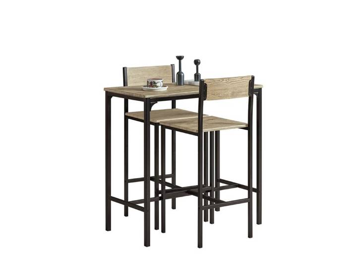 SoBuy Ensemble Table Haute 87 cm avec 2 Tabourets de Bar Mange-Debout Compact Style Industriel Bois et Métal pour Cuisine Salon