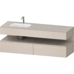 Duravit Collection One Einbauwaschtisch mit Konsolenwaschtischunterbau, 1600x550x600mm, Nische Taupe Matt, Becken links, QA4795091910000, Farbe: Taupe Matt