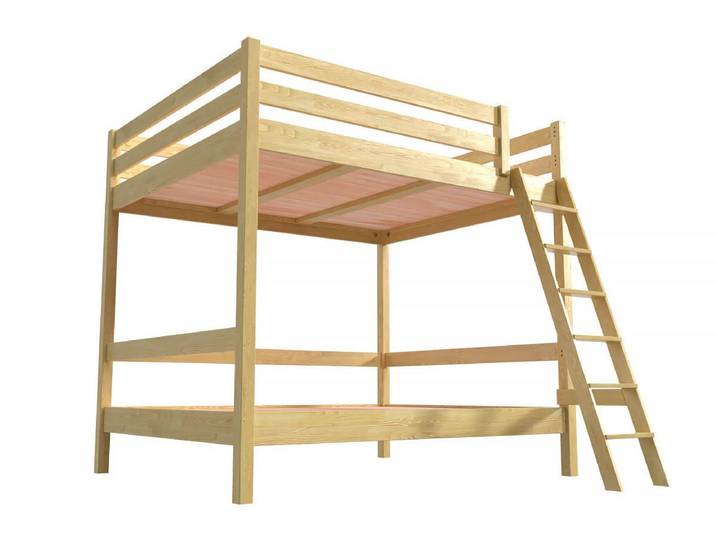 Lit double superposé Sylvia 140x200 avec échelle 140x200 Miel