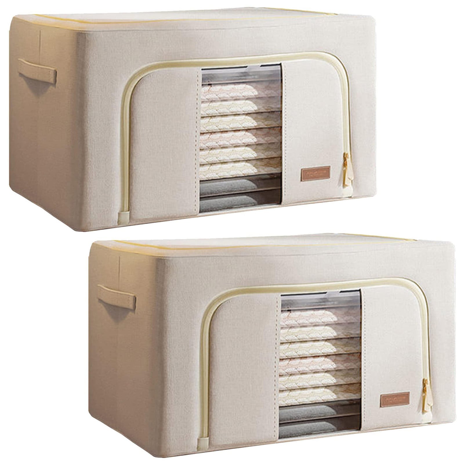 Dripio Opbergboxen set van 2, 48 liter, inklapbaar en stapelbaar, textiel, beige