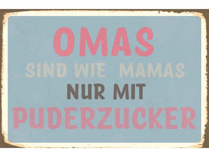 Metallbild QUEENCE Puderzucker V , rosa (farbe bild(er): rosa), B:30cm H:20cm, Metall, Stahl, Bilder, Metallbild, Stahlschild, Blechschild, Sprüche, Texte, witzig, Oma, Mama