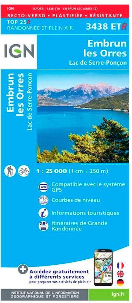 IGN  - 3438ETR Embrun, les Orres, Lac de Serre-Ponçon - Résistante - Carte