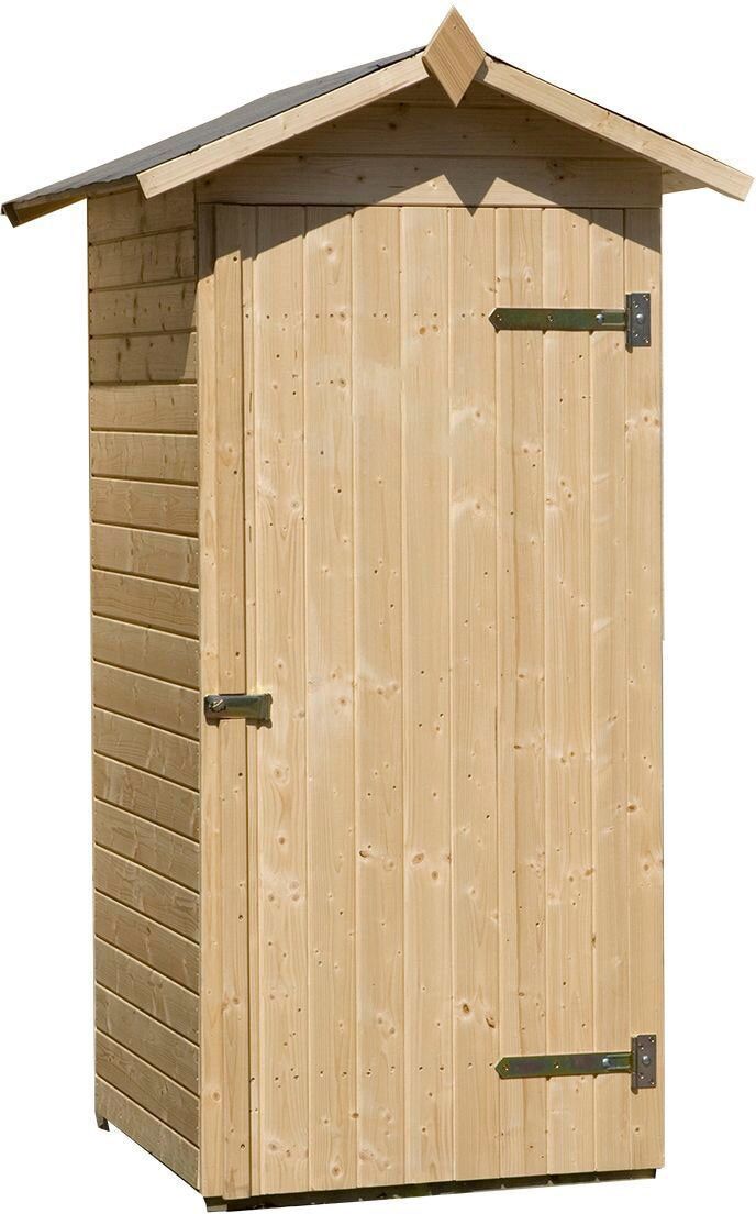 Garten-Geräteschrank WEKA "Garten-/Terrassenschrank "351 Gr.1", beige (naturbelassen), Holz teilmassiv, Metall, Gerätehäuser, Satteldach, 14mm, Elementbauweise