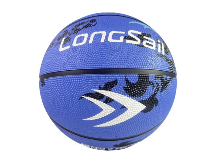 LONGSAIL Ballon de basket-ball en caoutchouc haute qualité (29,5 po) Taille 7 Bleu ciel/motif noir/motif bleu clair