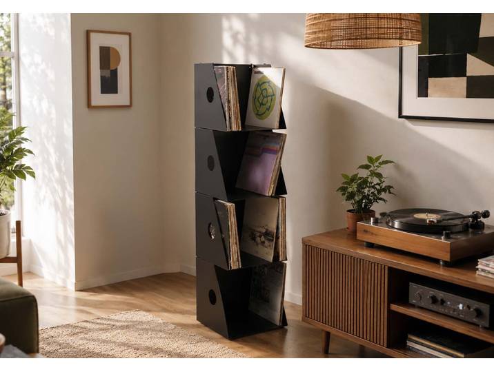 Schallplattenregal - metall schwarz - 4 etagen - teebooks