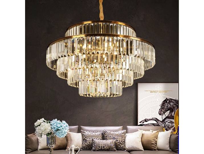 Lustre en cristal moderne Simple Lustre plafonnier salon Lustre Villa chambre cuisine île décoration lampes rondes