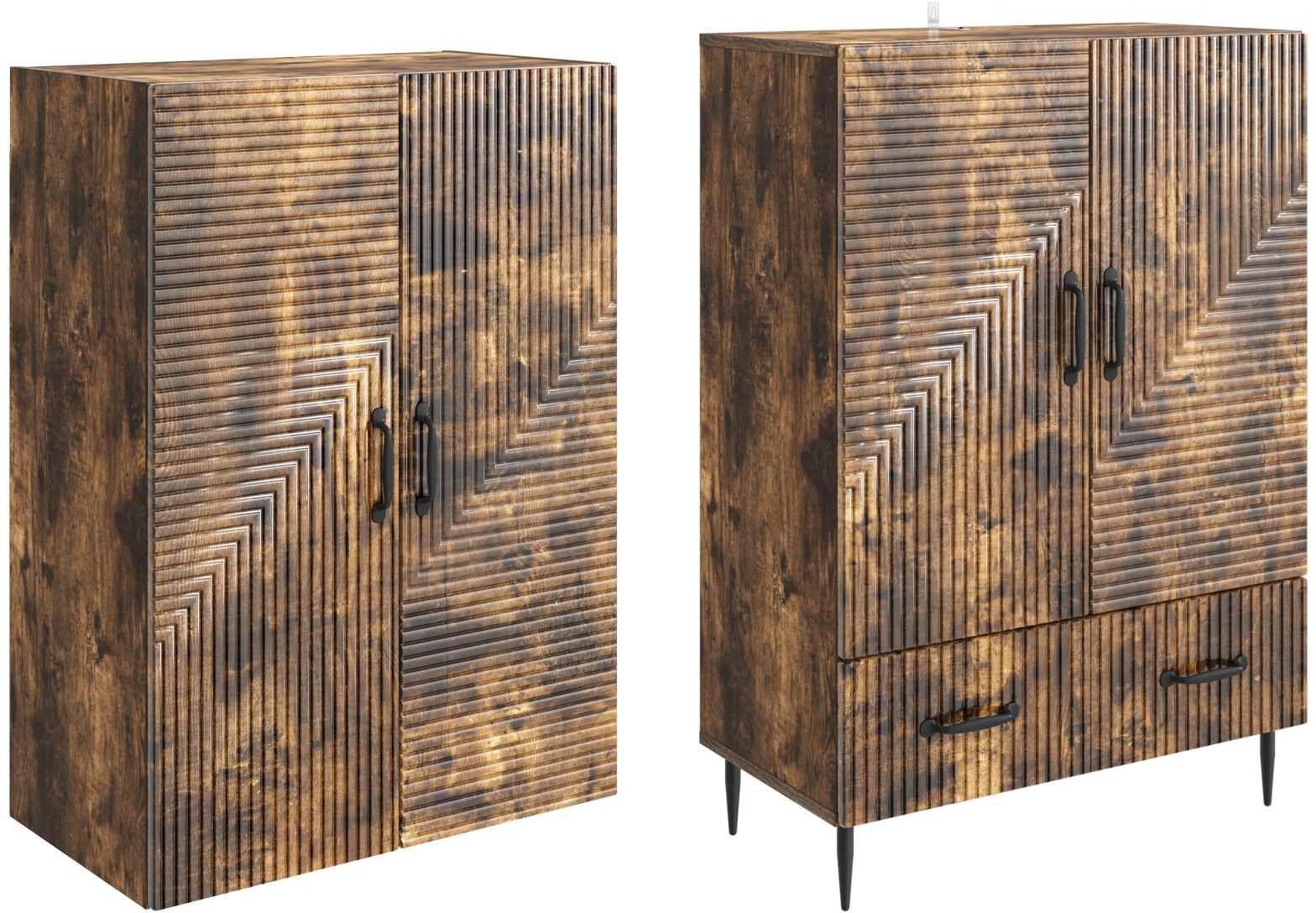 vidaXL Juego de armarios 2 uds. Madera de ingeniería Marrón