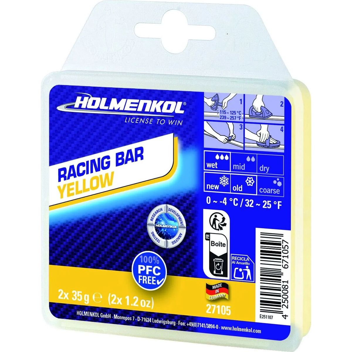 Holmenkol Racing Bar Yellow 2x35g 27105