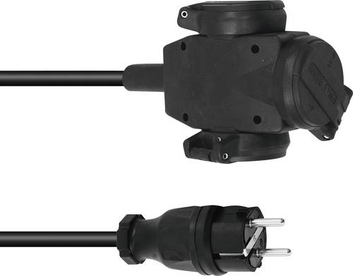 PSSO Strom Verlängerungskabel [1x Schutzkontakt-Stecker - 3x Schutzkontakt-Steckdose] 10m Schwarz