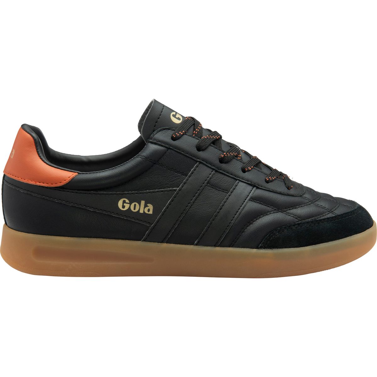 Gola Stadia Leather Sneaker Men black/moody orange/gum (BB) 8 CMB785-BB-8-blackmoodyorangegum