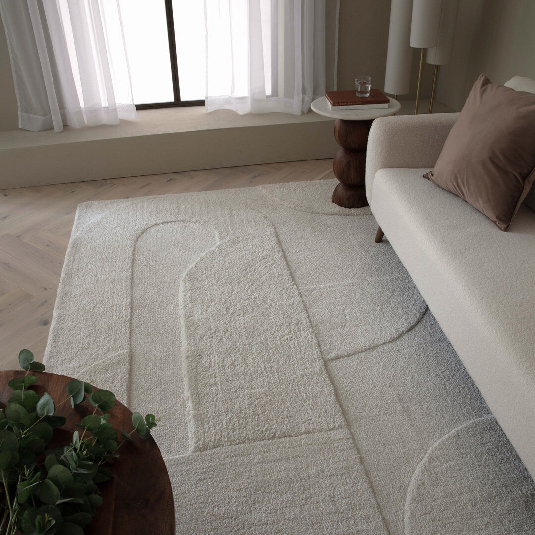 Latitude Run Claverton Cozy Geometric Tufted Ivory Area Rug Ivory Rectangle 120 x 170cm