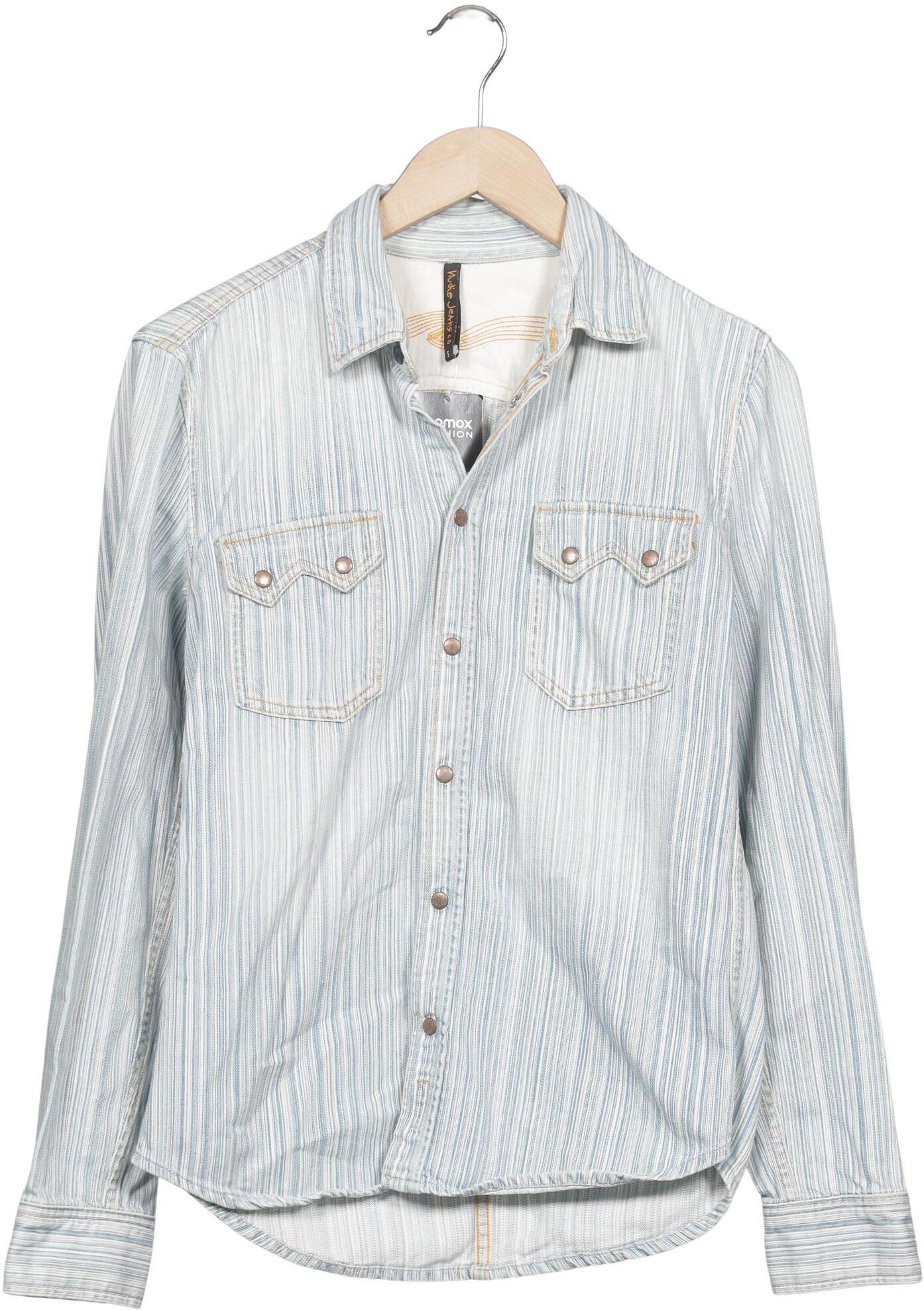 Nudie Jeans Herren Hemd, Hellblau, Gr. S, Baumwolle - Second Hand