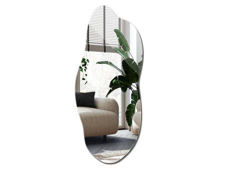 Wallfluent Spiegel 35x80 cm Asymmetrisch, Transparent, Glas, Organisch, 35x80x0.4 cm, Spiegel, Wandspiegel